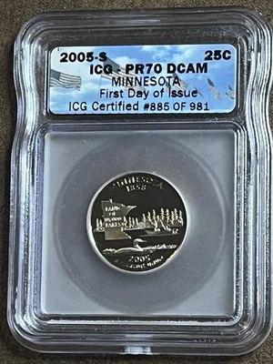 2005S ICG Certified PR70DCAM Oregon State Quarter. 1st Day Issue.885 Of 981 - Image 1 of 3