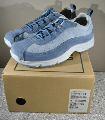 LL Bean 舒适健身步行鞋女式 8M FHW7-04 Bayberry/Blue 全新带盒 — 第 1/4 张图片