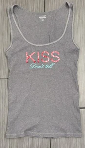 Victoria’s Secret Gray Ribbed Racerback Tank Top Size Medium Kiss Don’t Tell - Picture 1 of 5