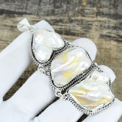 Naturale Madreperla Gemma Ciondolo 925 Argento Sterling Gioielli Donna Regalo - Immagine 1 di 4