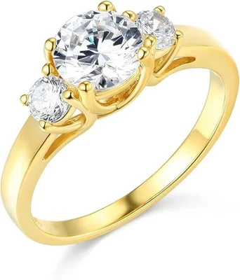 1.75 Ct Round 14K Yellow Gold Over Lab Created Diamond Engagement Wedding Ring - Image 1 of 4