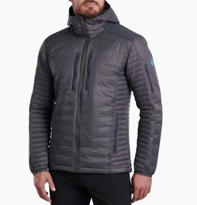 KUHL Men’s Projekt Spyfire Hoody Goose Down Puffer Jacket In Carbon Size Small - Image 1 of 4