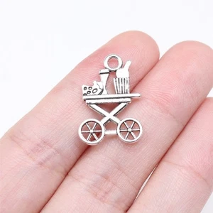 160 PCS Tibetan Silver Buffet Car Charms Pendants 22x15MM Jewelry Accessories - Picture 1 of 4