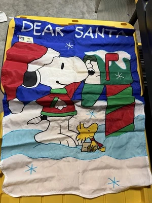 New Peanuts Snoopy Dear Santa Flag Christmas Vintage 28” x 40” Poly - Image 1 of 4