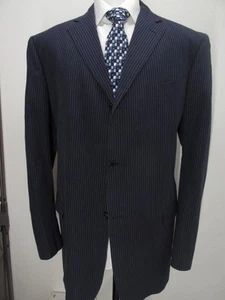 GIANLUCA by ISAIA navy cotton pinstripe suit size 46 L 6 Mint! S10 - Picture 1 of 14