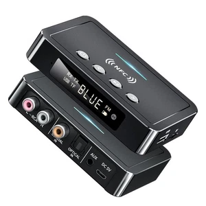 3.5mm AUX To RCA Wireless Audio NFC Adapter Bluetooth5.0 Receiver FM Transmitter - Zdjęcie 1 z 7