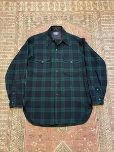 Vintage Pendleton Shirt 15.5 / Medium Mens Wool Flannel Plaid Double Pocket - Picture 1 of 9