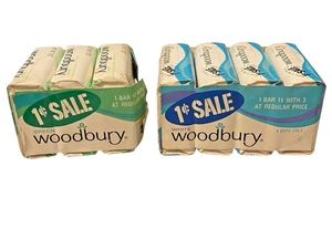 1960er 7 Riegel Woodbury Schönheitsseife grün & weiß 3 Unzen Jergens Vintage NEU - Bild 1 von 20