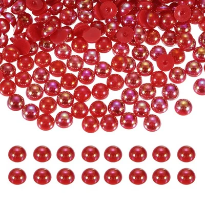 1000Pcs Half Pearl,4mm Plastic Half Flatback Pearls Cabochon(Dark Red AB) - Image 1 of 4