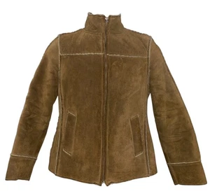 The Gap Sherpa gefütterte braune Wildleder Lederjacke Damen Gr. XS - Bild 1 von 5
