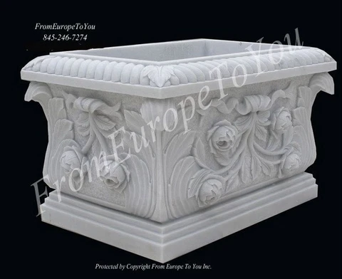 BEAUTIFUL HAND CARVED MARBLE FLORAL URNS JS303 Cover