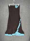 Y2K My Michele Dress Strapless Polka Dots Brown Blue Junior’s M Ruffle Butterfly
