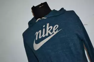 31383-a Mädchen Nike Hoodie Pullover Größe Small Blau Polyester Mischung - Bild 1 von 6