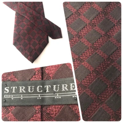 Structure 100% Silk Tie Burgundy 58"x 3.75"   #T4 - Image 1 of 3