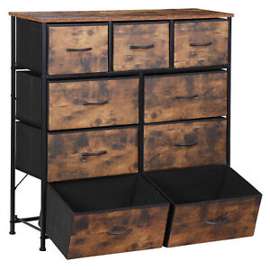 9 Drawer Dresser Chest of Drawers with Fabric Bin Storage Tower for Bedroom