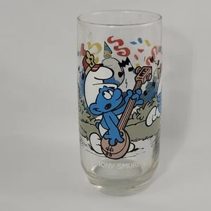Vintage 1983 Schlumpf Trinkglas Harmonie Schlumpf Künstler Peyo 6 Zoll Sammlerstück - Bild 1 von 8