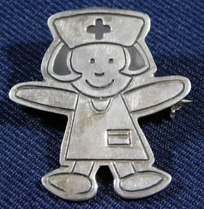 DESIGNER Cast STERLING MANUFACTURED Vintage Young NURSE PIN Estate - Picture 1 of 2