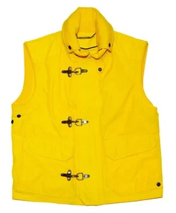 $1995 Ralph Lauren Purple Label Men Toggle Hooded Jacket Vest Italy Yellow Large - Picture 1 of 6