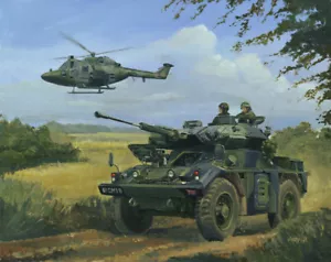 Alvis Fox Westland Luchs Panzerauto Hubschrauber BAOR Militärfahrzeug Kunstdruck - Bild 1 von 1