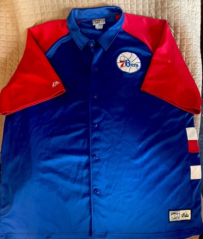 Vintage Philadelphia Sixers Warmup Jacket/Jersey Red White And Blue Cover