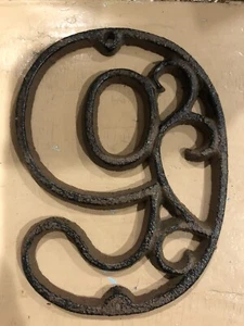 Rustic BROWN Cast Iron Metal House Number Street Address 4 1/2 INCH # 9 - Picture 1 of 1