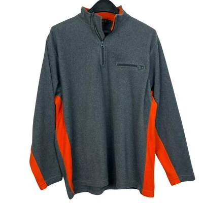 Pullover ligero gris naranja de colección años 90 J Crew Oarsman para hombre M 1/4 cremallera polar Foto 1 de 4