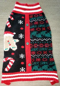 SUÉTER PERRO NAVIDAD HEMBRA MASCULINO Talla Mediana Bastón de Caramelo Pan de Jengibre Galleta Lindo - Imagen 1 de 2