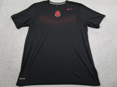 Arkansas Razorbacks Shirt Mens Large Black Nike Dri Fit Short Sleeve Crew Neck Cover