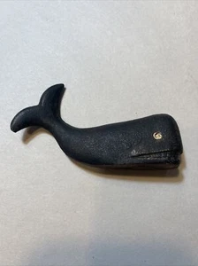 Vintage Antique Black Sperm Whale Paperweight 4 1/4” Long Cast Iron Heavy - Picture 1 of 7