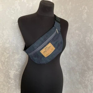 Denim fanny pack, Gray casual hip pouch, Denim shabby waist bag - Picture 1 of 10