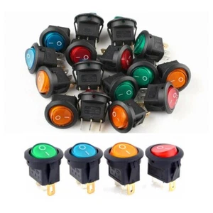 12V Boat Car Van LED Illuminated Dash ON-OFF Round Rocker SPST Toggle Switch 20X - Bild 1 von 12