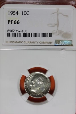 1954- 10C PF66 NGC ROOSEVELT DIME #B39809 - Image 1 of 2