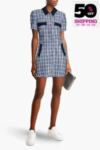 RRP €269 CLAUDIE PIERLOT Tweed Mini Dress FR42 US10 UK14 XL Wool Blend Lined - Picture 1 of 5