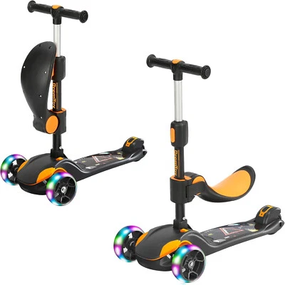 MARKENLOS Kinderroller LED Räder Kinderscooter Cityroller ab 3-12Jahre Kinder Scooter Gelb