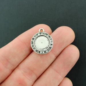 Antique Silver Tone Cabochon Settings - 12mm Tray - 1 Piece - SC7987 - Picture 1 of 2