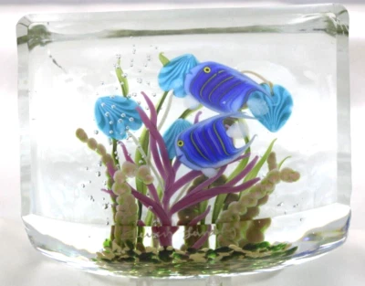 Splendid XL Steven LUNDBERG Tropical Angel Fish AQUARIUM Art Glass PAPERWEIGHT - Image 1 of 4