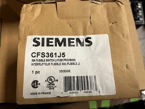 NEW SIEMENS FUSIBLE SWITCH 30A 600 VAC CFS361J5 NEW IN BOX - Picture 1 of 3