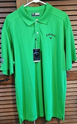 全新带标签 男式 Callaway Opti-Dri 短袖 Fern 绿色 Polo 衫 尺寸 XXL 贴片  — 第 1/4 张图片