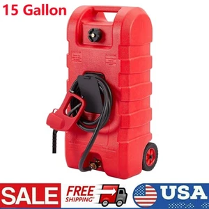 15 Gallon Fuel Caddy Portable Gas Storage Tank with Manual Transfer Pump Red - Picture 1 of 8
