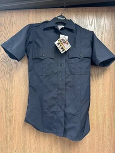 Elbeco 9850 Prestige Womens Uniform Short Sleeve Shirt, Dark Navy, Wool Blend - Picture 1 of 5