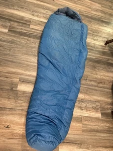 Saco de dormir vintage marca Swan azul plumón momia - Imagen 1 de 15
