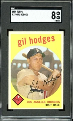 1959 Topps #270 Gil Hodges (Gray Back) Dodgers HOF SGC 8 QUASE PERFEITO-PERFEITO - Imagem 1 de 2