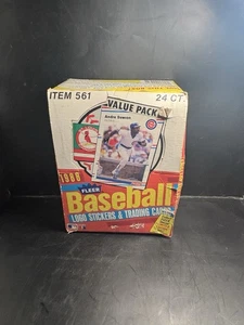 1988 Fleer Baseball Wax Box With 24 Factory Sealed Cello Packs - Picture 1 of 3