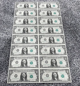 16 Uncut $1 Dollar 1981A Dallas US DEPARTMENT OF THE TREASURY (CB) - Picture 1 of 4