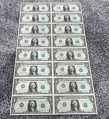 16 Uncut $1 Dollar 1981A Dallas US DEPARTMENT OF THE TREASURY (CB) - Image 1 of 4