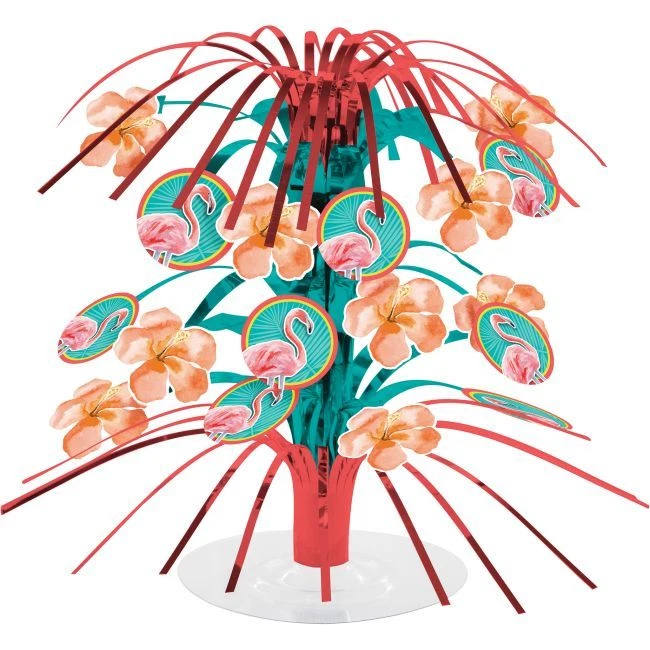 Centro de mesa hawaiano Luau Island Oasis Flamingo Foil Cascade 8,5" vajilla Foto 1 de 1