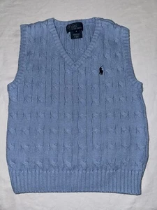 Polo Ralph Lauren Blue V-Neck Knit Sweater Vest Youth Boys S(4)Cotton NWOT - Picture 1 of 3