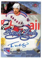 2007-08 FLEER ULTRA FRESH INK RYAN HOLLWEG AUTO NEW YORK RANGERS #FI-RH