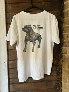 Vintage 90s Rude Dogs California T-Shirt White Fruit Of The Loom Heavy LARGE - Picture 1 of 9