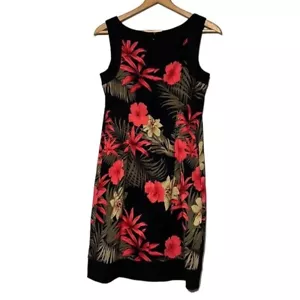 Robe tropicale femme taille 4 noire colorée fleurie sans manches Hawaii AB Studio - Photo 1 sur 9